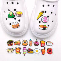 ตัวติดรองเท้ามีรู การ์ตูน Crocs Jibbitz 1ชิ้นน่ารัก อาหาร PVC เครื่องประดับรองเท้า รองเท้า DIY อุปกรณ์เสริมหมุดสำหรับเด็ก ของขวัญ