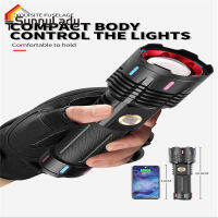 SunnyLady โคมไฟมือไฟฉายแบบชาร์จ Usb ประเภท C ซูมได้ไกล30W ไฟฉาย Led 5ระดับ30W