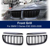 Car Front Grille Double Slat Grille For BMW 3 Series E90  E91 320i 323i 328i 335i 2005 2006 2007 2008 Kidney Grill Hood Eyelids