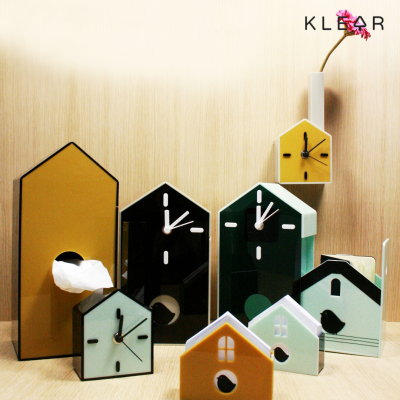 KlearObject Bird house memo holder กล่องใส่กระดาษโน๊ต ที่เก็บกระดาษจดบันทึก ใส่นามบัตร ของใช้บนโต๊ะทำงาน อะคริลิค ที่ใส่กระดาษโน๊ต กระดาษโน๊ต