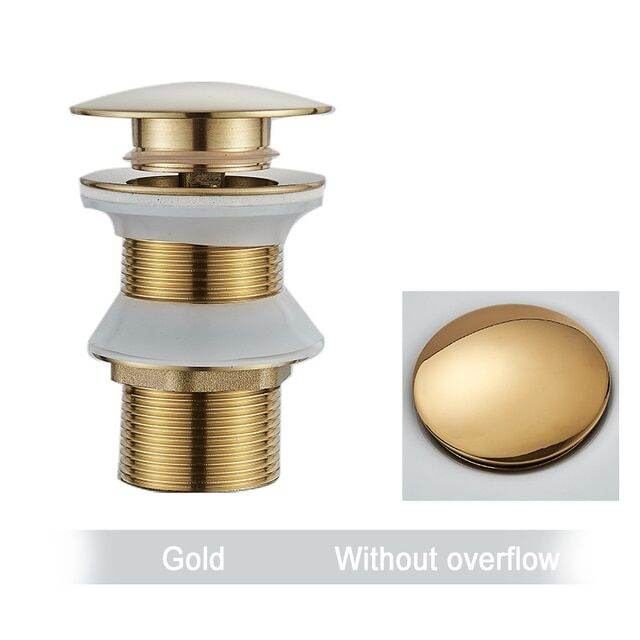 Gold Pop Up Drain Button Bathroom Sink Plug Drainer Siphon Waste Stopper Wash Basin Faucet