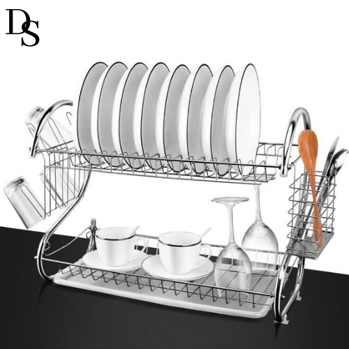 Generic Quality Double Layer Dish Rack/ Drainer With Cover