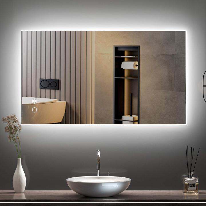 36 x 28 Inch LED Backlit Mirror Bathroom Wall Mounted with Anti-Fog ...