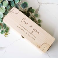 【LZ】☬❖✣  Caixa de vinho de madeira personalizada decoração de casamento gravado presente de letras portátil caixa de garrafa de champanhe de madeira maciça