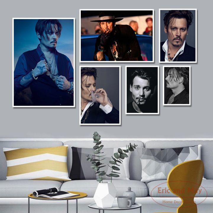 แหวนแฟนซีนักแสดงจอห์นนีเด็ปป์โปสเตอร์และศิลปะบนผนังภาพผ้าใบวาดภาพใหม่สไตล์นอร์ดิกตกแต่งห้องสวย