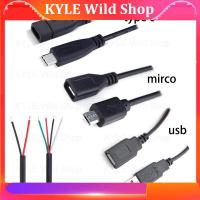 KYLE Wild Shop 1M USB Type A Male Female Type C Micro Connector 2Pin 4pin core Power Supply Cable Extension Adapter repair welding Wire DIY