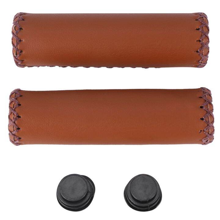 Pair Vintage leather bicycle Grips Grips trekking handlebars Cover Lazada PH