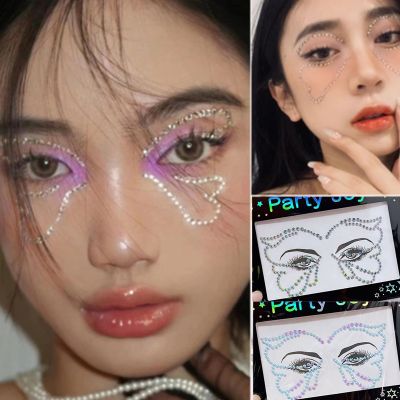 【YF】 3D Eyes Face Makeup Temporary Tattoo Self Adhesive Beauty Butterfly Jewels Stickers Festival Body Art Decorations Nail Diamond