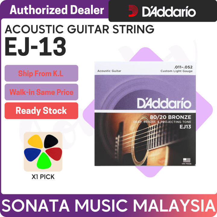 D'ADDARIO EJ13 80/20 BRONZE ACOUSTIC GUITAR STRING 1152 CUSTOM LIGHT