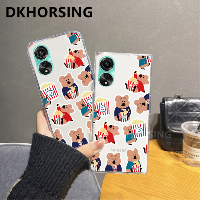 DKHORSING เคสโทรศัพท์แบบใสใหม่สำหรับ A78 OPPO A77 A98 A77S A16E A57 A76 A96 A95 A55 A54 A78 A17เคสกันกระแทก A17K NFC A15S A15 A16K หมีน่ารักรูปการ์ตูนปลอกซิลิโคน Oppo 4G 5G OPPOA78 NFC