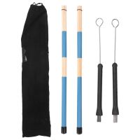 2 Pcs Drum Sticks and Drum Brushes Set Retractable Wire Brushes for Bass Drum Accessories with Bag Black Blue