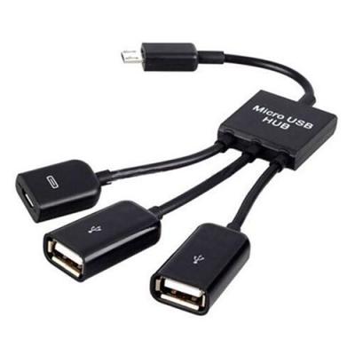 Kabel Adaptor Mikro USB HUB OTG Pria Ke Wanita Dual USB 2.0 untuk Samsung