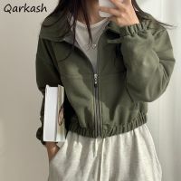 ∏◘ Cropped Zip Up Sweatshirts Women Velvet Long Sleeve Winter Y2k Clothes Casual Solid Sudaderas Ropa Mujer Minimalist Retro Korean