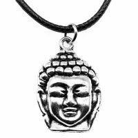 ZZOOI 2022 New Fashion Mens and Womens Necklace Retro Simple High Quality Buddha Pendant Necklace Black Leather Rope Necklace