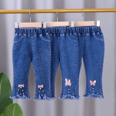 [COD] 2023 new spring and autumn childrens jeans flared girls foreign style casual trousers