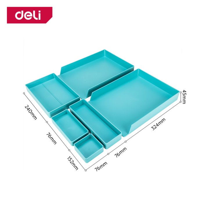 deli-ชั้นวางเครื่องเขียนกระดาษขนาด-a4-ชั้นวางเอกสาร-ถาดเก็บเอกสาร-ชั้นเก็บเครื่องเขียน-ประกอบได้หลายแบบ-มีให้เลือก-3-สี-desk-organizer