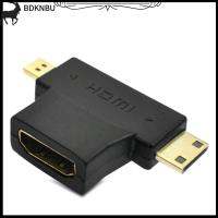 BDKNBU ข้อต่อชิ้นชุบทอง2หัวหัวแปลงสัญญาณ HDMI HDMI ตัวเมียเอชดีเอ็มไอเล็กตัวผู้2 In 1อะแดปเตอร์แบบพกพา Micro HDMI บุรุษอะแดปเตอร์ข้อมูลโทรศัพท์มือถือ