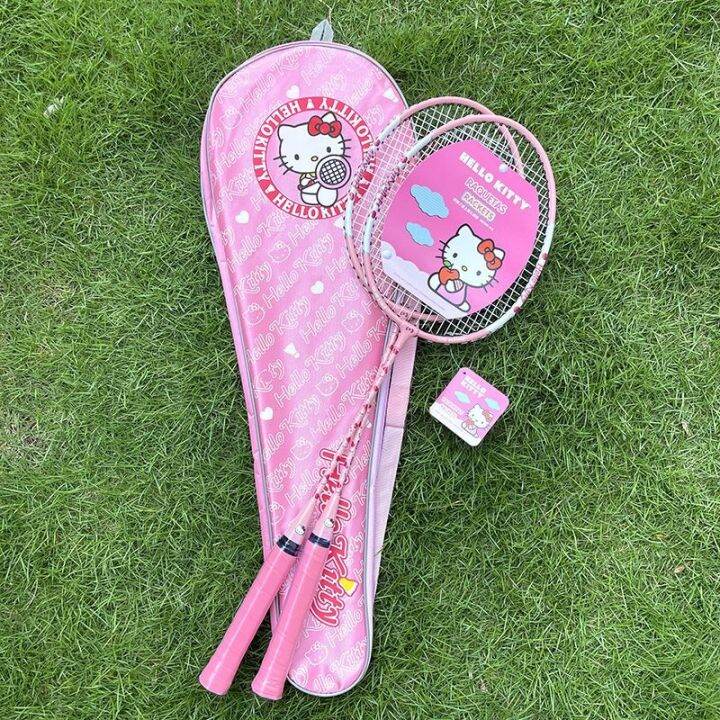 authentic-hello-kitty-hellokitty-badminton-racket-pink-cute-girls-to-taps-durable-training-feather