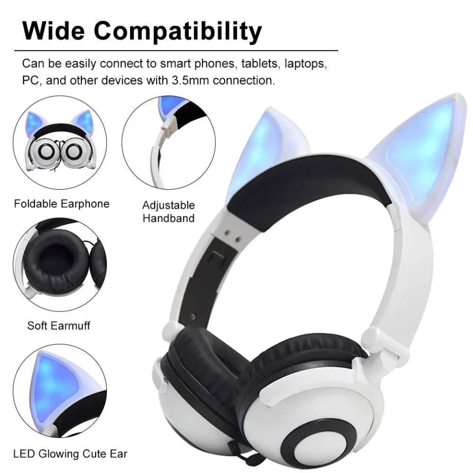 Glowing fox ear online headphones