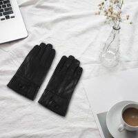 2X Mens Winter Leather Single Button Driving Gloves