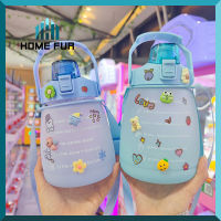 Home Fur กระบอกน้ำ สีพาสเทล ขนาด 1300 ml ตั้งโทรศัพท์ได้ บอกระดับปริมาณน้ำ บอกเวลาดื่มน้ำ มีหลอดดูด สติ๊กเกอร์ฟรี!!!