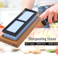 J&amp;D(ขายดี)หินลับมีดมีด, Professional Waterstones COMBINATION Grit 2000/6000 Whetstone Sharpening พร้อมฐานไม้ไผ่, ที่ใส่ใบมีด Sharpener Stone