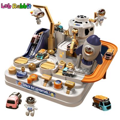 Car Track Set Space Big Adventure Racing Rail Kids Table Games Model Montessori Educational Toys for Children Gifts Send 4 Cars