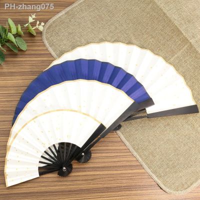 Vintage Style Mini Rice Paper Folding Fan Chinese Solid Color Sprinkle Gold Art Craft Gift Home Decor Ornaments Dance Hand Fan