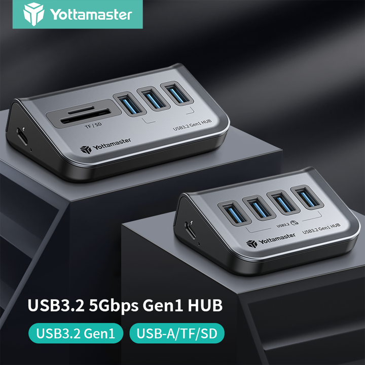 Yottamaster 5Gbps, Tipe C HUB USB 3,2 Gen1 Pembaca Kartu Multi Fungsi ...