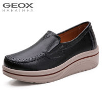 GEOX_รองเท้าหนังสีดําผู้หญิง Geox รุ่นใหม่ พับได้ พื้นหนา สไตล์ล้ำสมัย