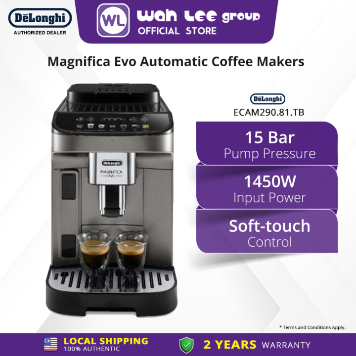 De’Longhi Magnifica Evo Titanium Fully Automatic Coffee Machines (Black ...