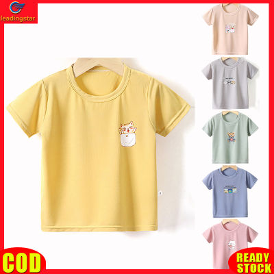LeadingStar RC Authentic Kids Short Sleeves T-shirt Round Neck Cartoon Printing Tops Casual Breathable Shirt For 1-6 Years Old Boys Girls
