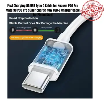 Câble USB Type C 5A pour Huawei P40 Pro Mate 30 P30 Pro Supercharge 40