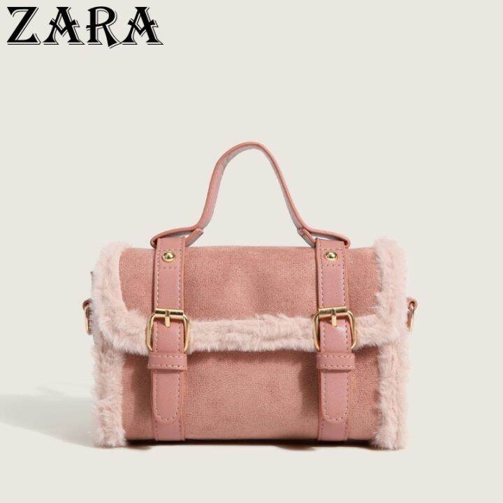 2023-zara-lamb-ขนสัตว์กระเป๋าผ้ากำมะหยี่ฤดูใบไม้ร่วงและฤดูหนาวใหม่-high-end-one-กระเป๋าถือสะพายไหล่-all-match-กระเป๋าหิ้ว