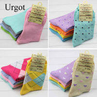 Urgot 5 Pairs Candy Colors Cotton Womens Socks Dots Striped Soft All-match Four Season Women Socks Sokken Meias Calcetines Mujer