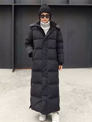 Down Parka Super Long Jacket Female Knee Winter  Jacket Woman With Thick Black Coat In Winter