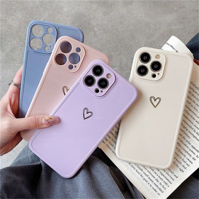 Cute Love Heart Shockproof Phone Case For iPhone 13 11 12 14 Pro Max 14Plus 7 8Plus X XS XR Max Camera Protection Soft TPU Cover