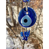 [Foocome]Evil Eye แขวนผนัง Evil Eye Glass ตุรกีลูกปัดที่มีสีสัน Nazar House Protection Macrame Decor กระจกมองหลังจี้ของขวัญ