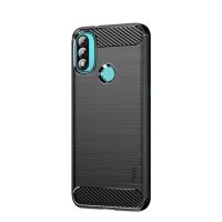 SmartPhonemall For Motorola Moto E20 / E30 / E40 MOFI Gentleness Series Brushed Texture Carbon Fiber Soft TPU Case(Black)