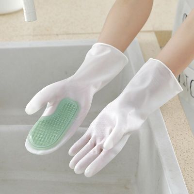 1/2PCS Dishwashing Cleaning Gloves Magic Silicone Rubber Dish Washing Glove for Household Scrubber Kitchen Cleaning Scrub Gloves Safety Gloves