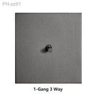 3 Way Wall Light Toggle Switch 86 Type Matte Gray Stainless Steel Panel For Home