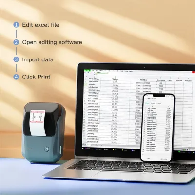 Niimbot เครื่องพิมพ์ฉลากความร้อน B1เครื่องติดฉลากสติกเกอร์แบบมีกาวในตัวบาร์โค้ดเครื่องพิมพ์ฉลาก QR โค้ดบลูทูธกระเป๋าแบบพกพา