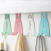 【YF】 4PCS Cartoon Rabbit Door Back Hook Durable Punch Free Cupboard Rear Hanger Bedroom Home Storage Shelf Coat Hooks Wardrobe