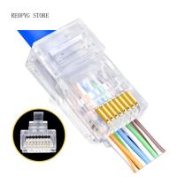 REOPYG ปลั๊กสายเคเบิลอะแดปเตอร์ CAT5E แจ็ค Cat6 UTP สายเคเบิลหัวคริสตัล RJ45สายเคเบิลอีเทอร์เน็ตปลั๊กโมดูลตัวเชื่อมต่อเครือข่ายขั้วต่อ RJ45