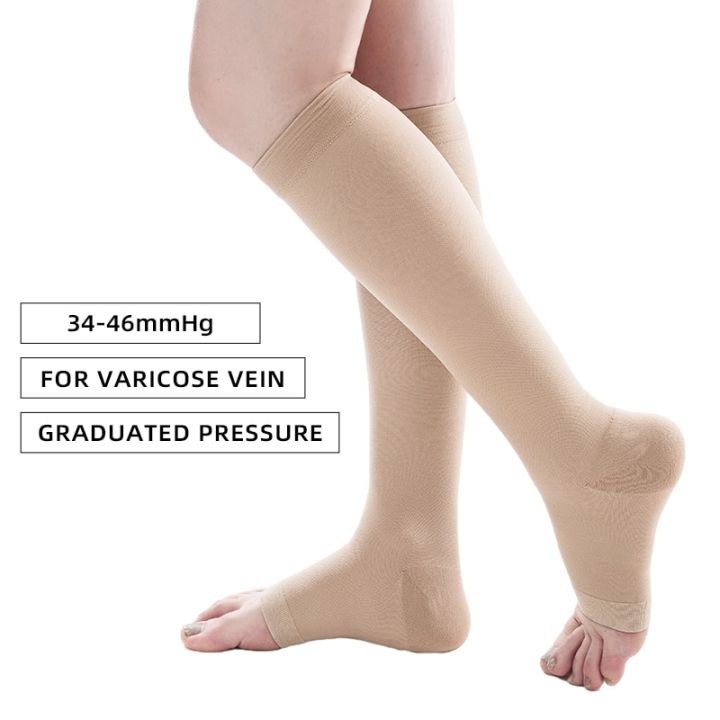Open Toe Class 3 Pressure Stockings Over the Knee Unisex 34-46mmHg  Compression Socks for Varicose Veins Extra Large 3XL 4XL 5XL