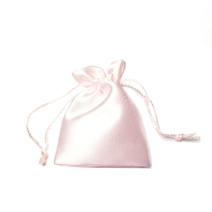 aesdothete- Satin Jewelry pouch ถุงหูรูดซาติน ถุงใส่เครื่องประดับสีชมพูอ่อน  (7x10cm)