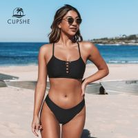 【TAKU Swimsuit】 CUPSHE Black Cutout ชุดบิกินี่เอวต่ำชุดว่ายน้ำสำหรับผู้หญิงเซ็กซี่ถังชุดว่ายน้ำสองชิ้น Biquini 2022ชุดว่ายน้ำชายหาดใหม่