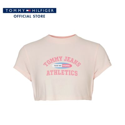 Tommy Hilfiger เสื้อครอปผู้หญิง รุ่น DW0DW16143 TJ9 - สีชมพู