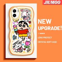 JIUMOO เคสสำหรับ VIVO Y15s Y15a Y01เคสเครยอนชินจังลายมาการอง Colour ขอบคลื่นกันกระแทกแบบใสนิ่มเคสมือถือกล้องสร้างสรรค์เคสป้องกันการตกหล่นซิลิกาเจลฝาครอบป้องกันใหม่