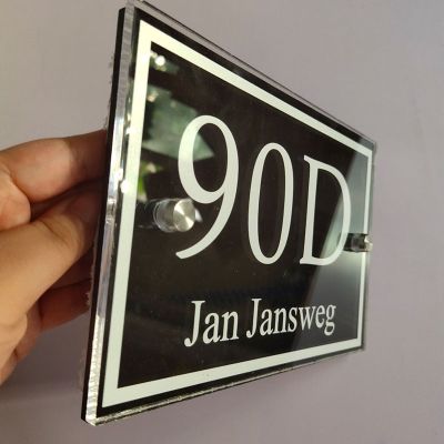 【LZ】☃  Modern House Address Plaque Door Number Sign Street Name Plates Glass Effect